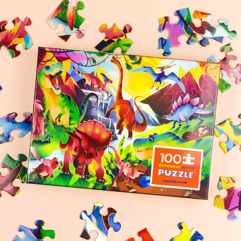 Crocodile Creek 100 Piece Holographic Puzzle - Dinosaur World