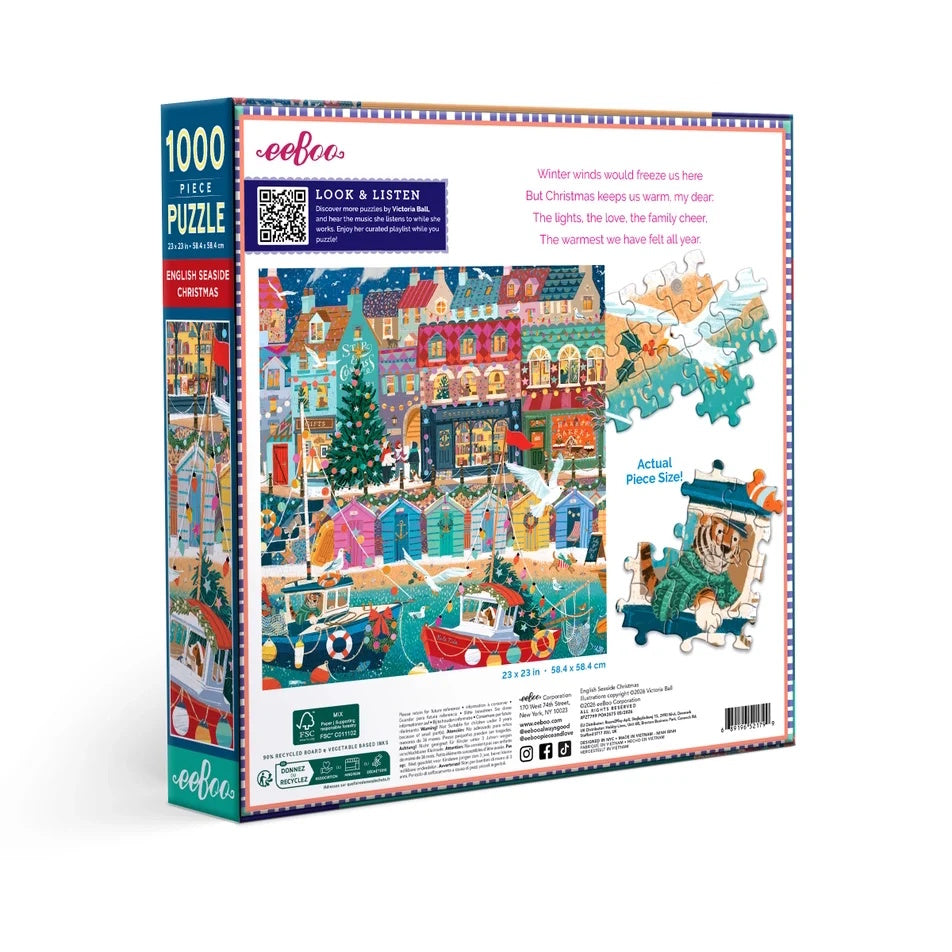 eeBoo 1000 Piece Puzzle - English Seaside Christmas