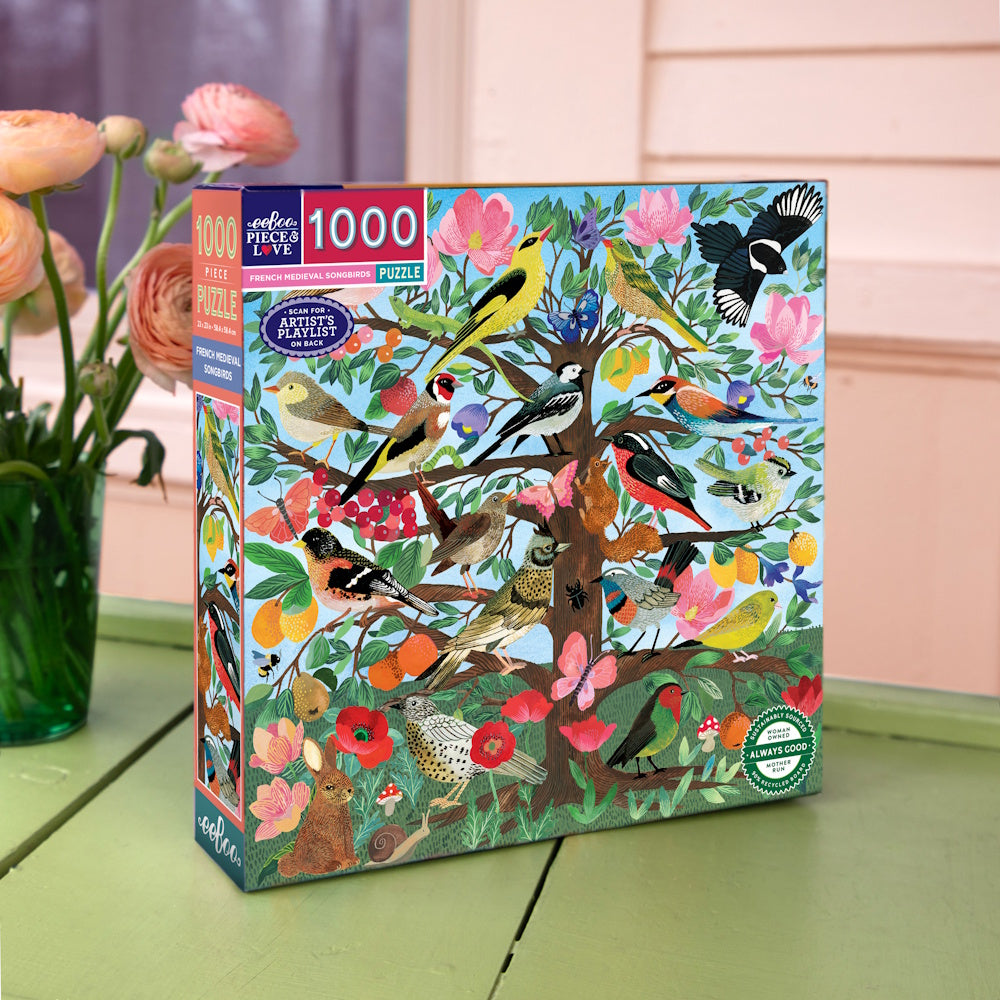 eeBoo 1000 Piece Puzzle - French Medieval Songbirds