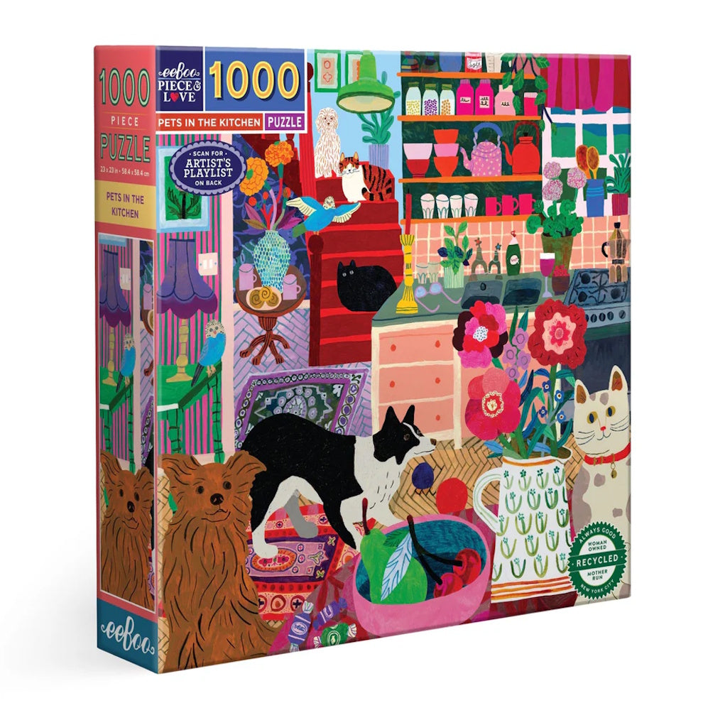 eeBoo 1000 Piece Puzzle - Pets in the Kitchen