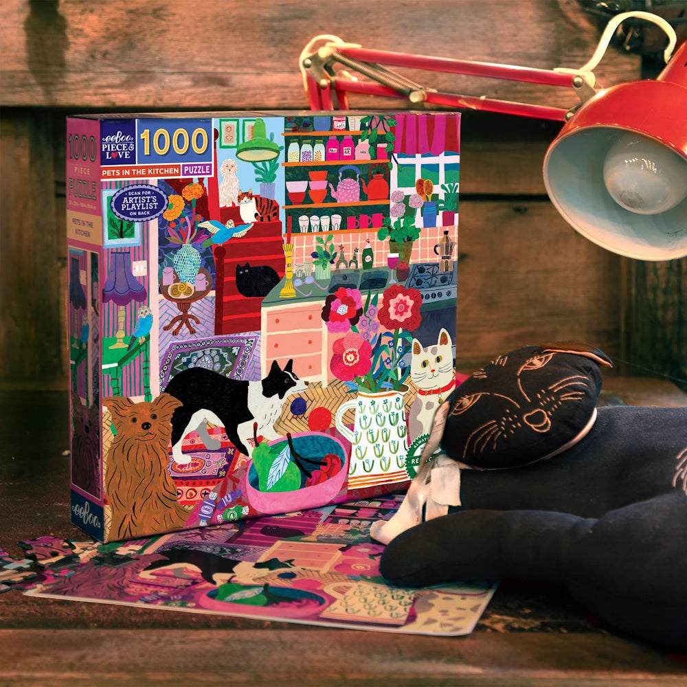 eeBoo 1000 Piece Puzzle - Pets in the Kitchen