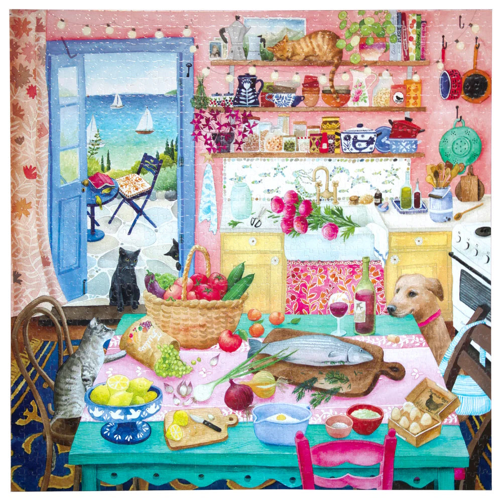 eeBoo 1000 Piece Puzzle - Pink Kitchen