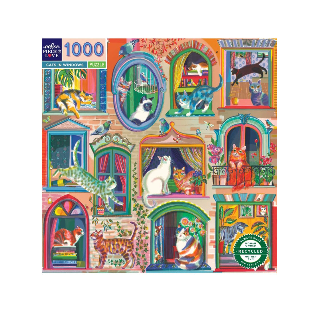 eeBoo Cats in Windows 1000 Piece Puzzle