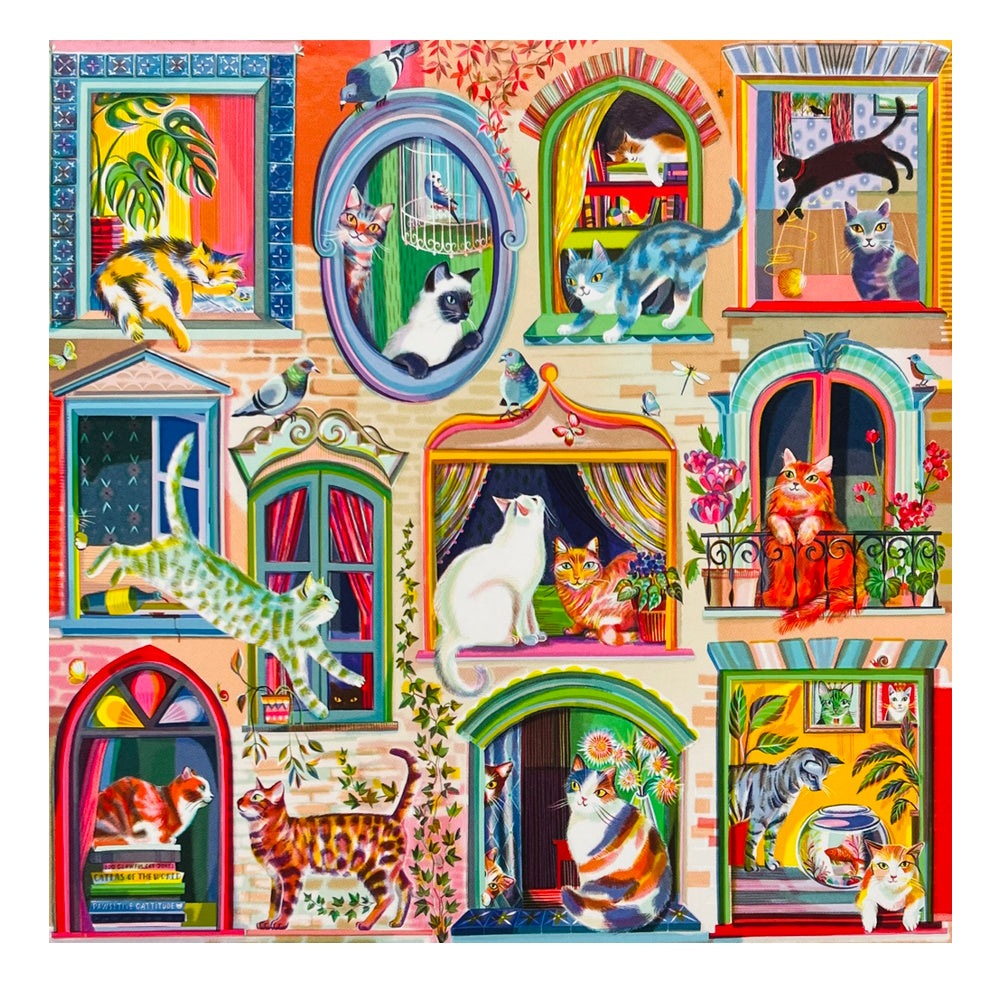 eeBoo Cats in Windows 1000 Piece Puzzle