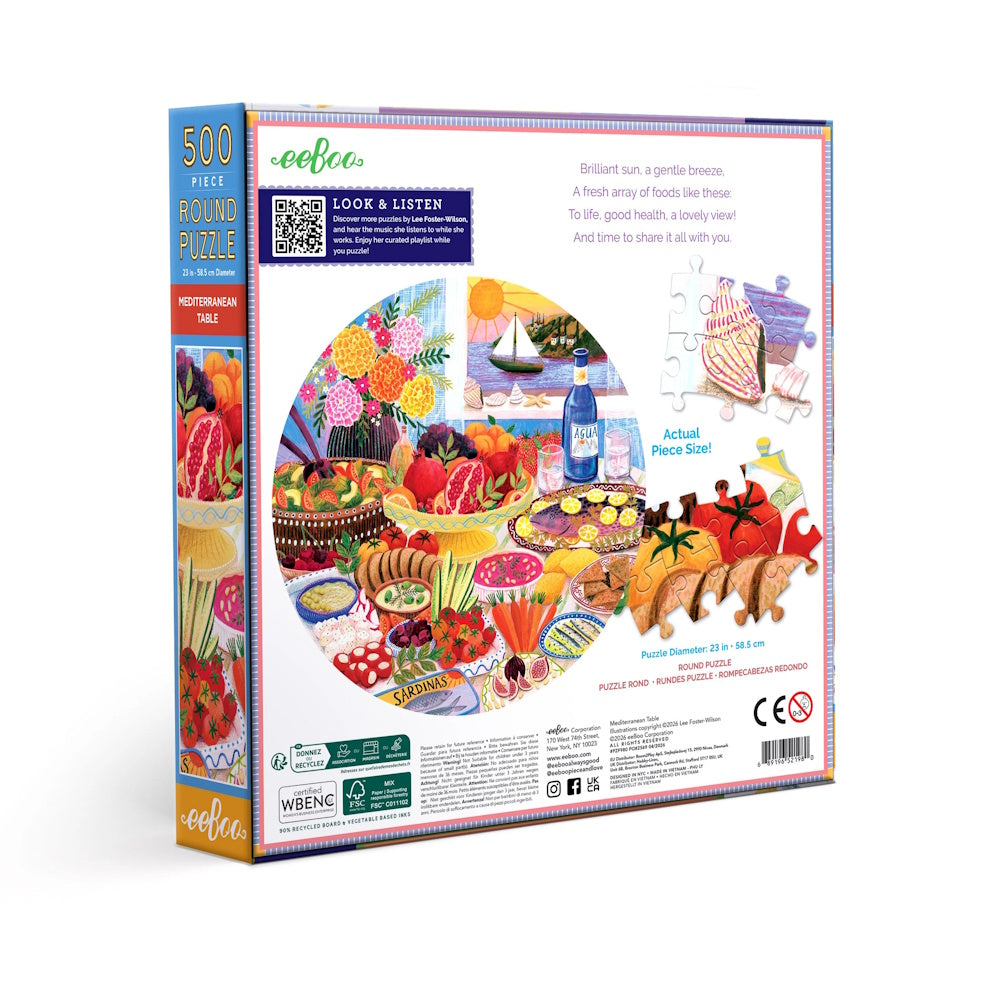 eeBoo 500 Piece Round Puzzle - Mediterranean Table