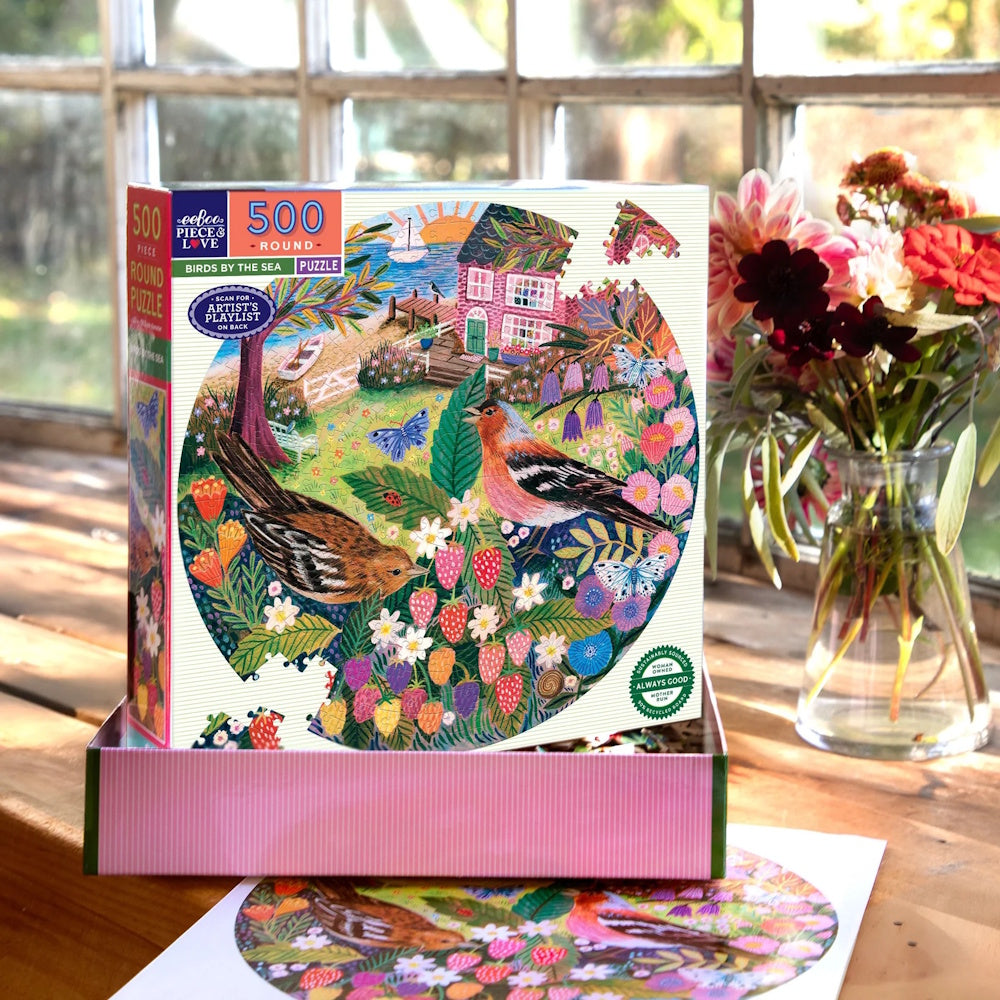 eeBoo 500 Piece Round Puzzle - Birds by the Sea