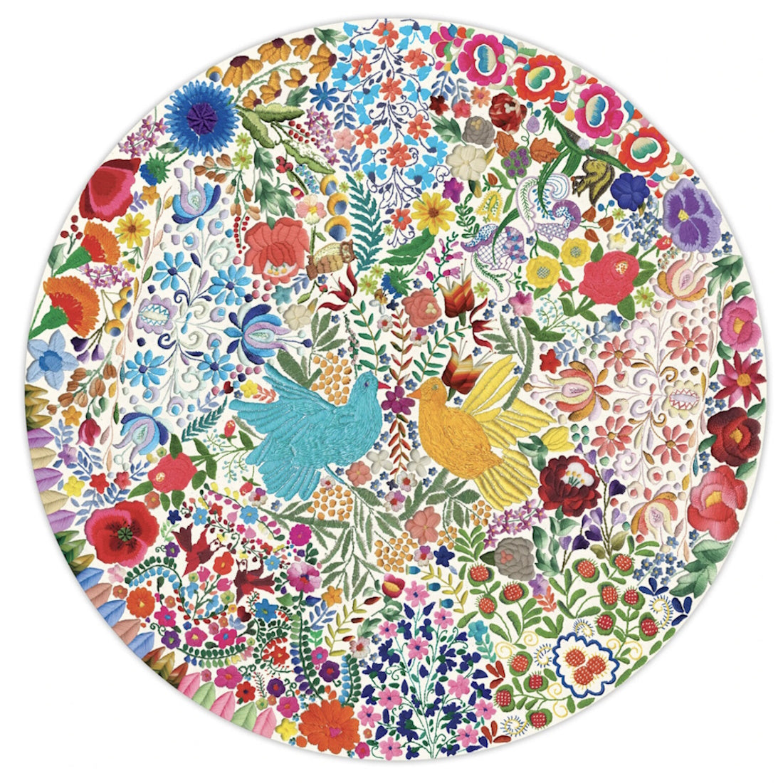 eeBoo 500 Piece Round Puzzle - Blue Bird, Yellow Bird