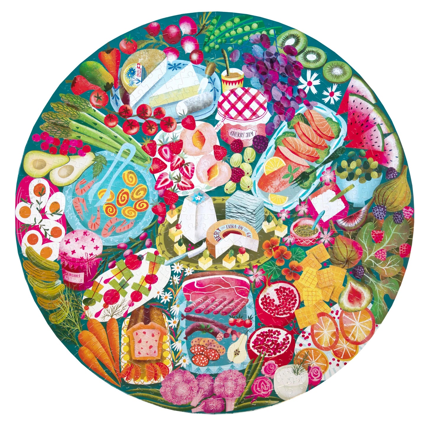 eeBoo 500 Piece Round Puzzle - Charcuterie