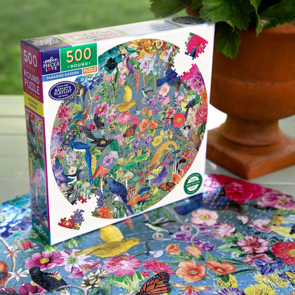 eeBoo 500 Piece Round Puzzle - Paradise Garden