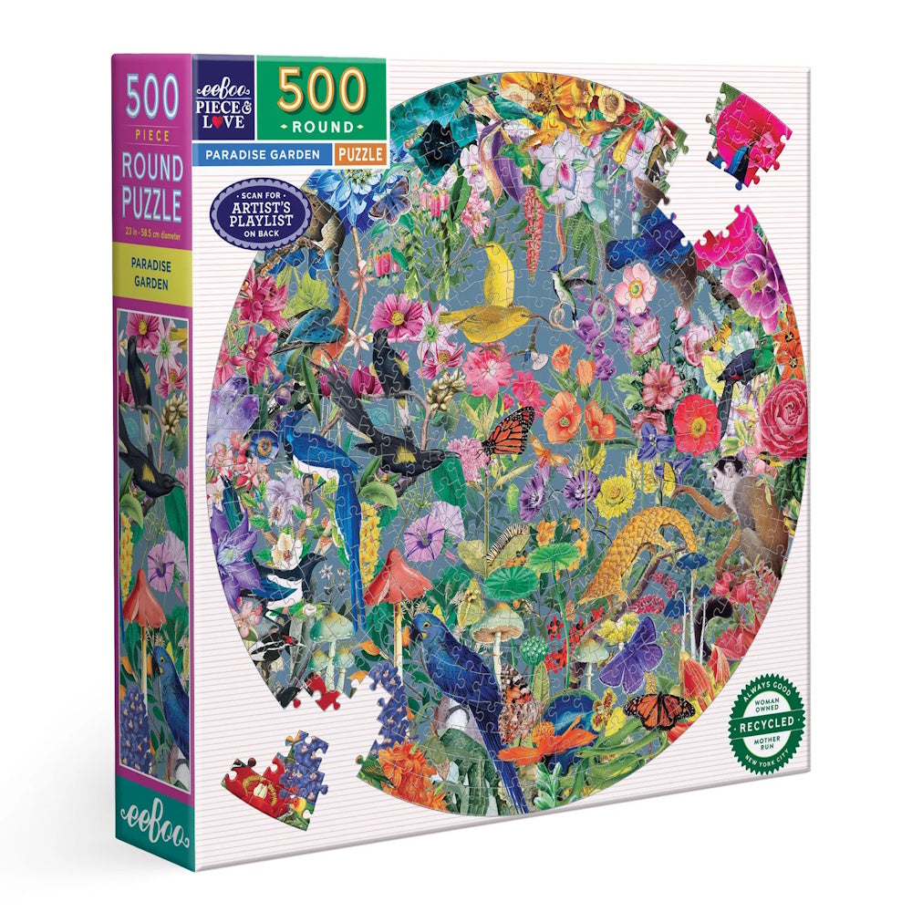 eeBoo 500 Piece Round Puzzle - Paradise Garden