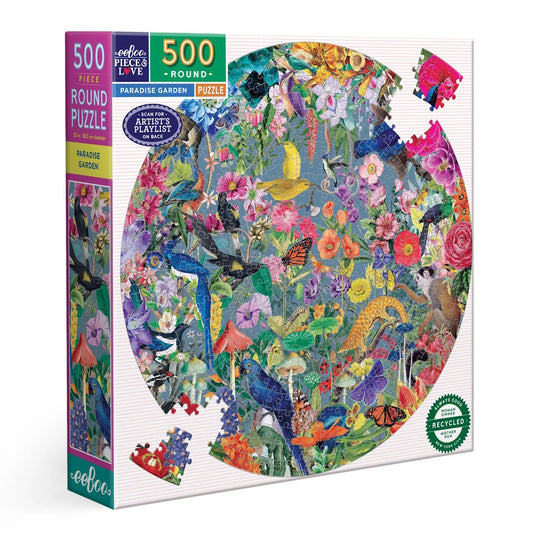 eeBoo 500 Piece Round Puzzle - Paradise Garden