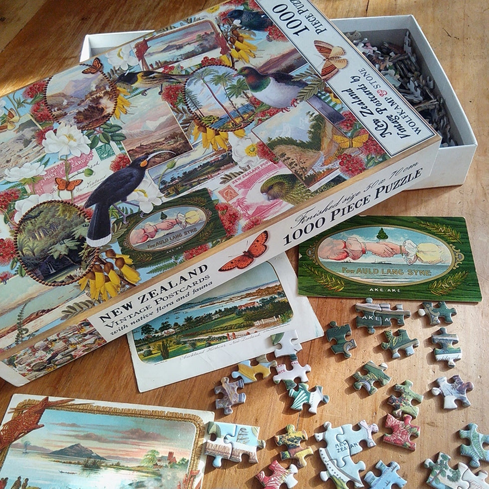 NZ Native Birds & Postcards 1000 Piece Jigsaw Puzzle