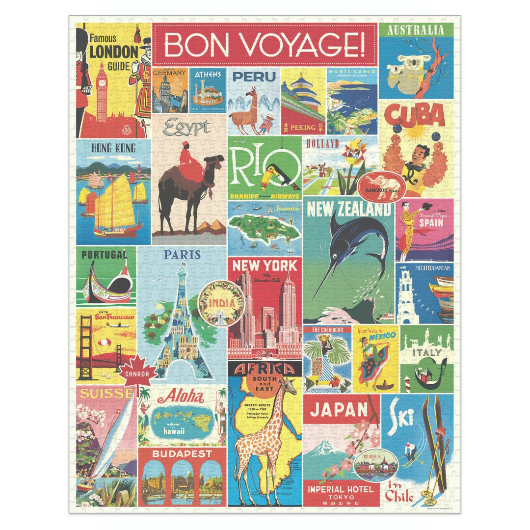 Cavallini 1000 Piece Jigsaw Puzzle - Travel