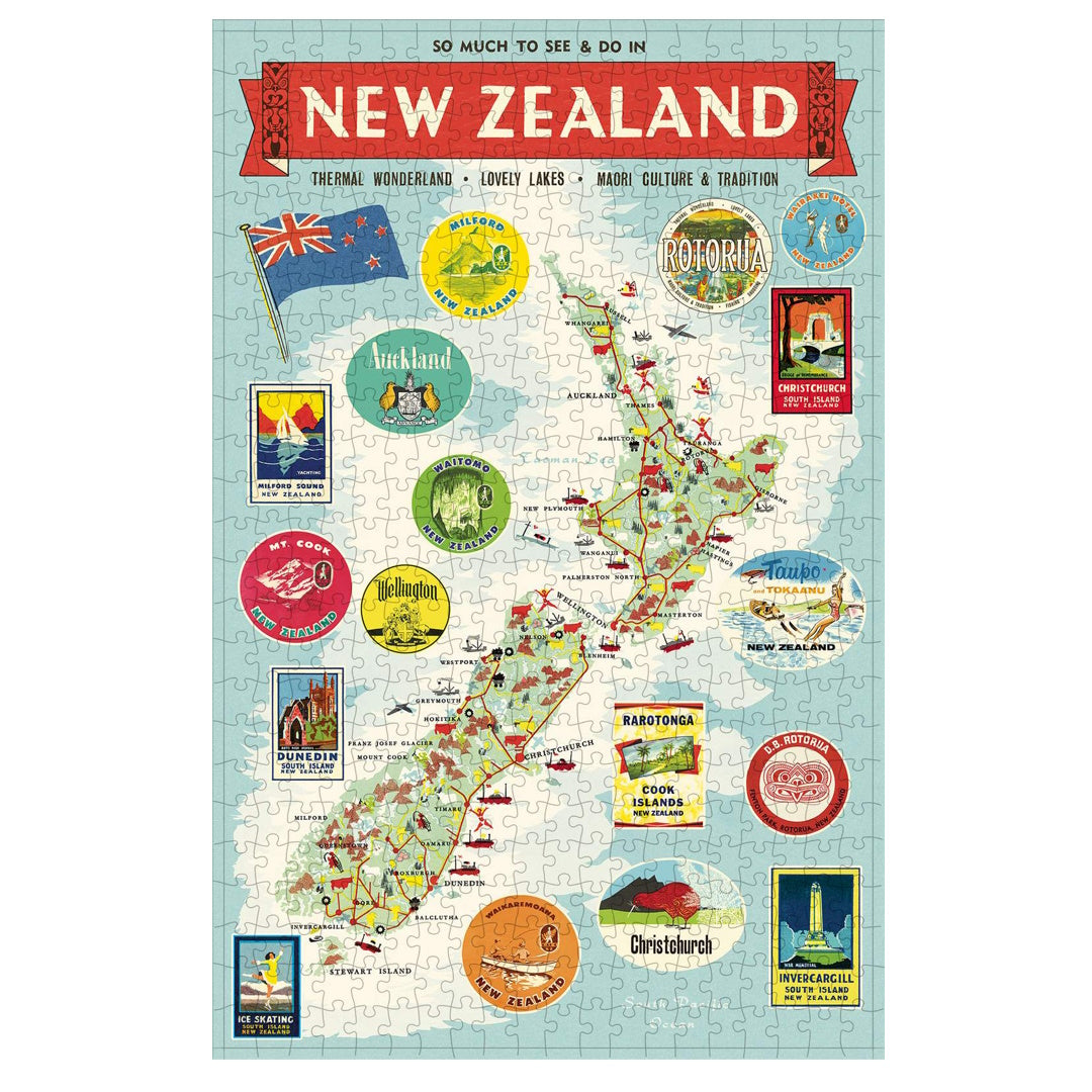 Cavallini 500 Piece Jigsaw Puzzle - New Zealand Map