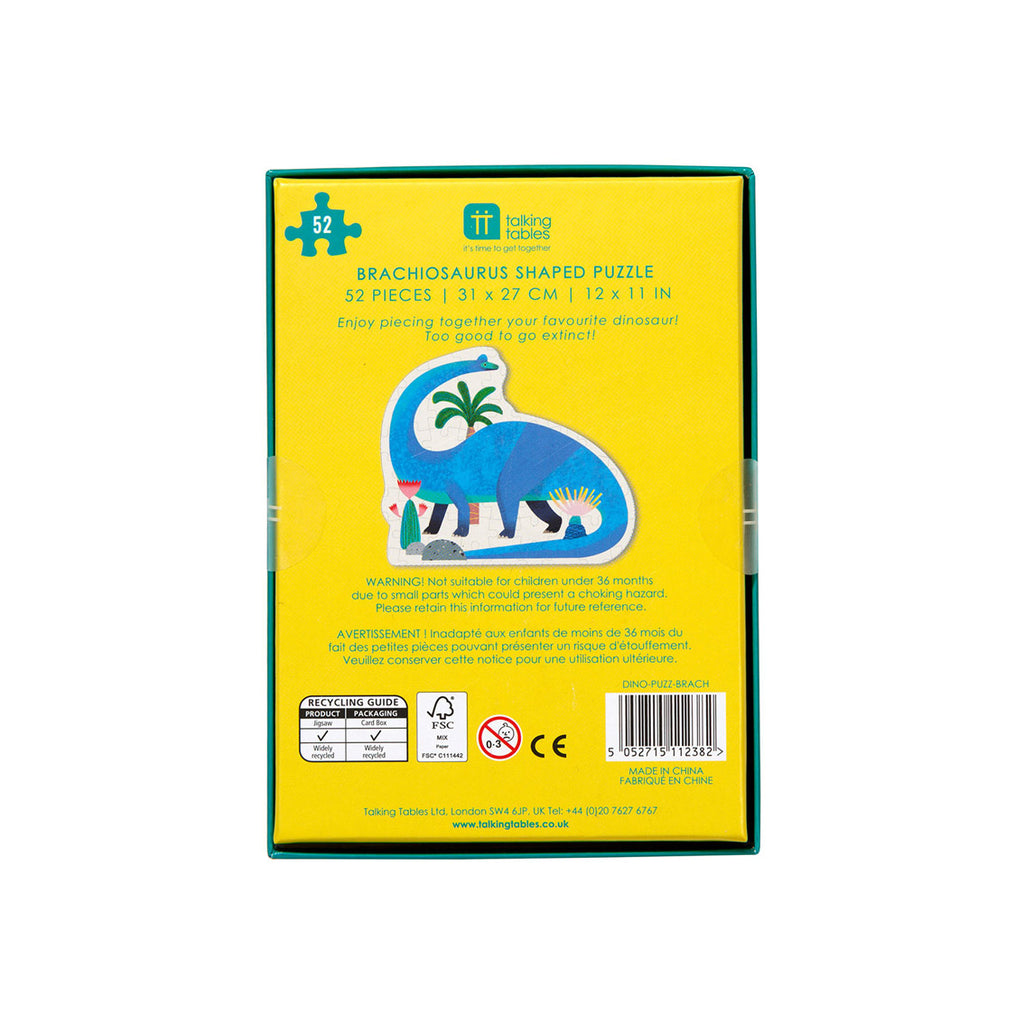 Brachiosaurus Dinosaur Shaped 52 Piece Jigsaw Puzzle