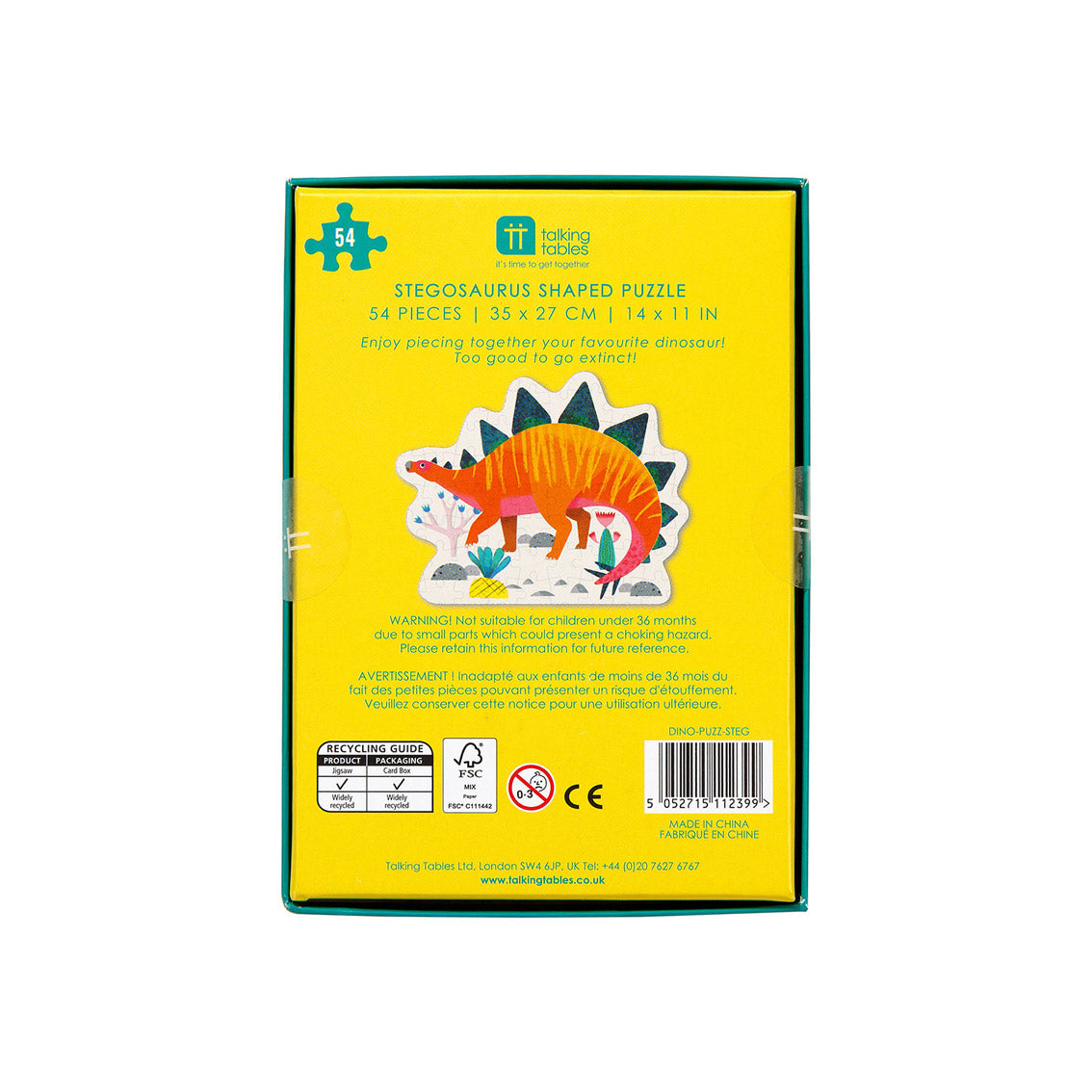 Stegosaurus Dinosaur Shaped 54 Piece Jigsaw Puzzle