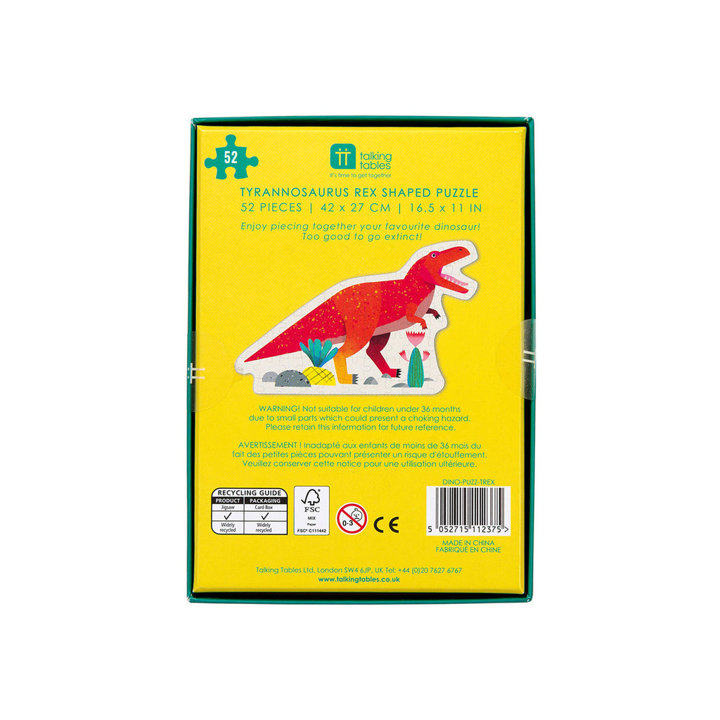 Tyrannosaurus Rex Dinosaur Shaped 52 Piece Jigsaw Puzzle