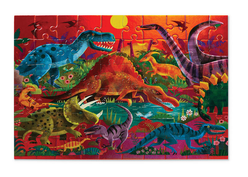 Crocodile Creek 60 Piece Foil Puzzle - Dazzling Dinosaurs