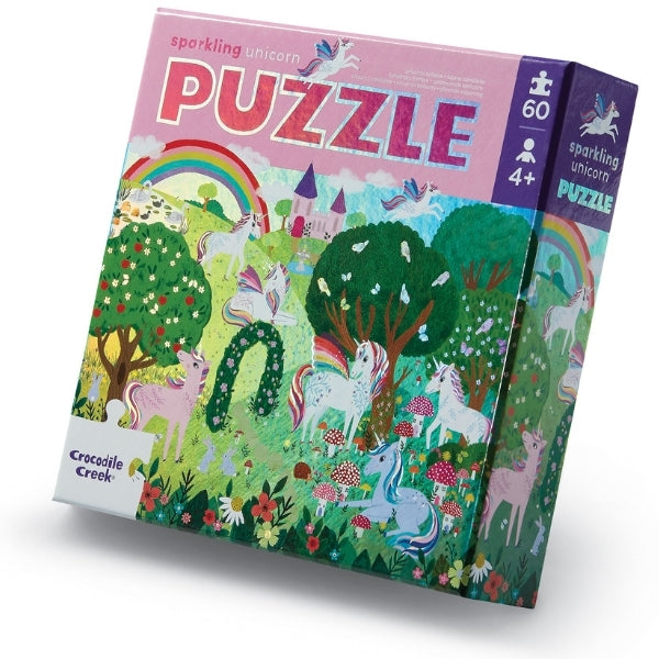Crocodile Creek 60 Piece Foil Puzzle - Sparkling Unicorn