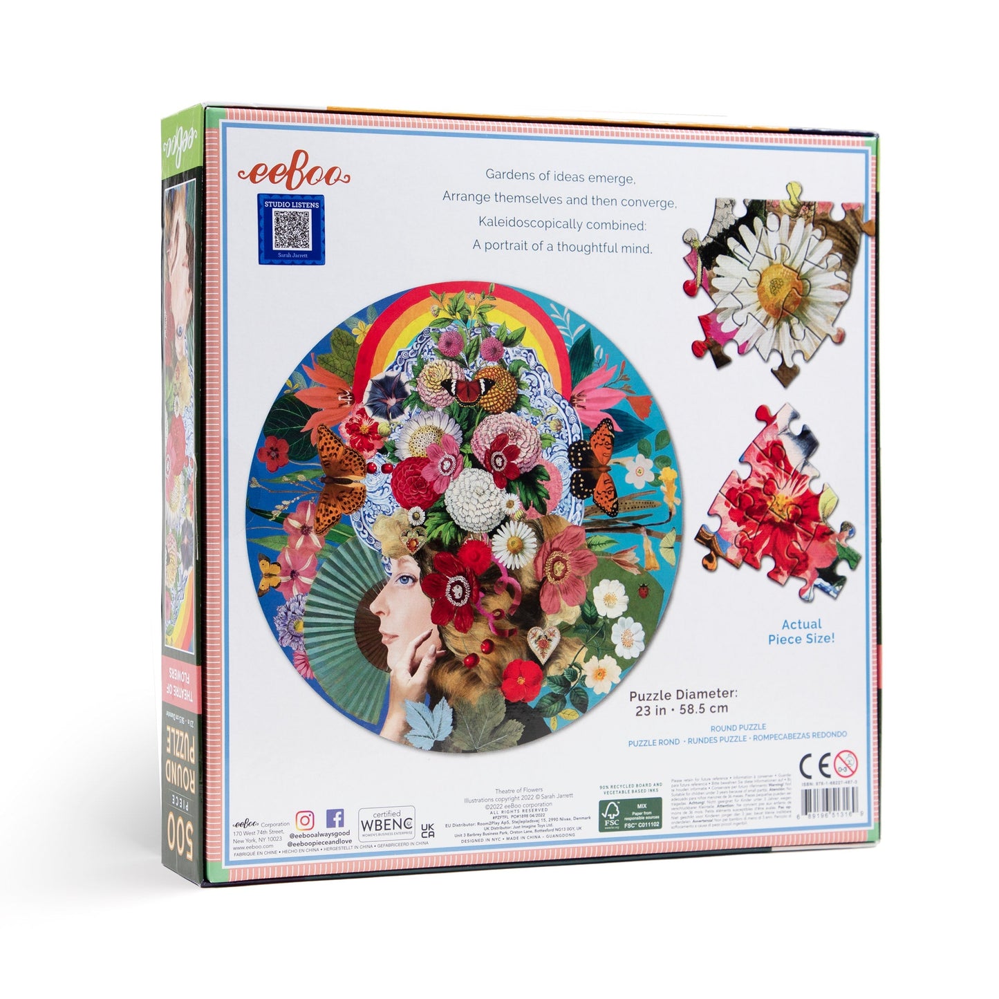 eeBoo Theatre of Flowers 500 Piece Round Puzzle