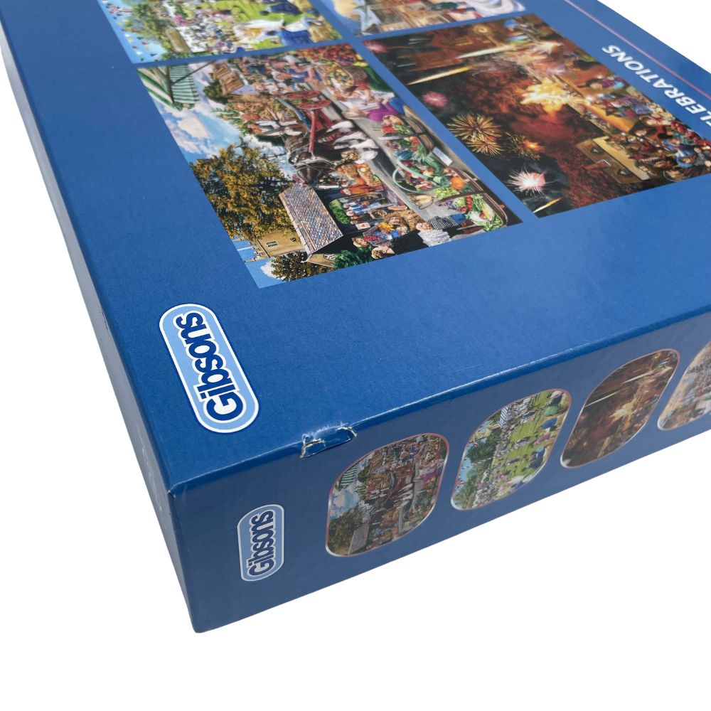 Gibsons 4 x 500 Piece Jigsaw Puzzles - Village Celebrations (Damaged Box)