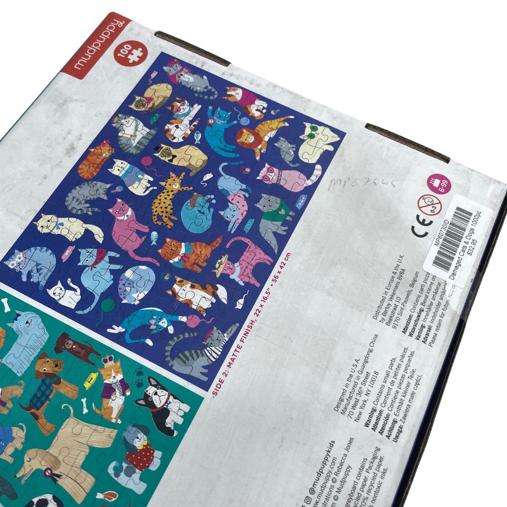 Mudpuppy 100 Piece Double-Sided Puzzle - Cats & Dogs (Dirty Box)
