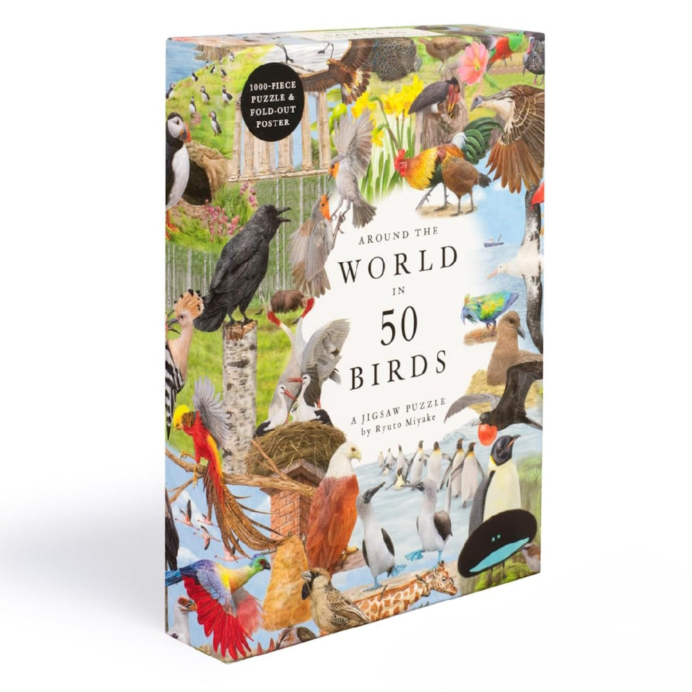 Around The World In 50 Birds: Puzzle 1000 Pezzi Con Poster Illustrato Da Mike Unwin