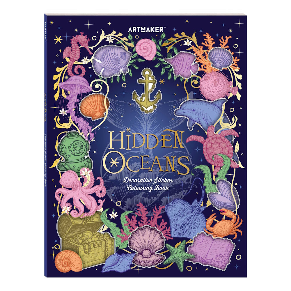 Art Maker Decorative Sticker Colouring Book - Hidden Oceans