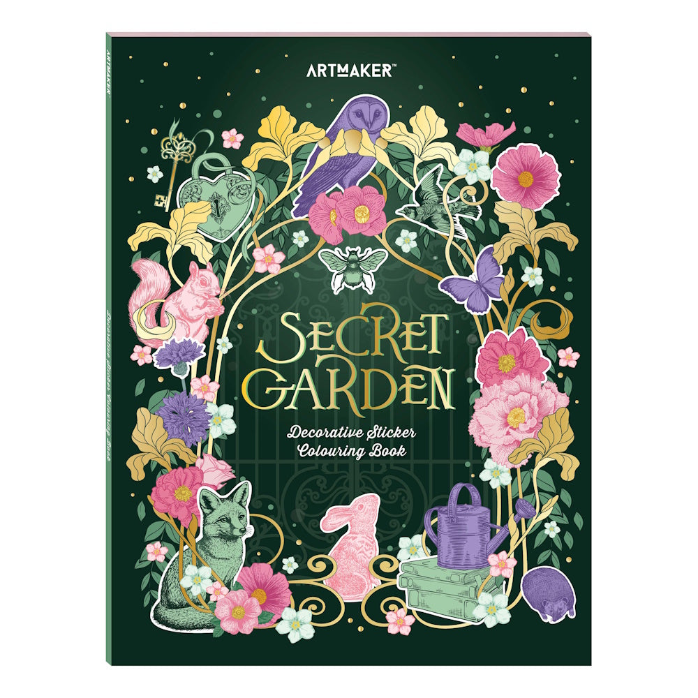 Art Maker Decorative Sticker Colouring Book - Secret Garden