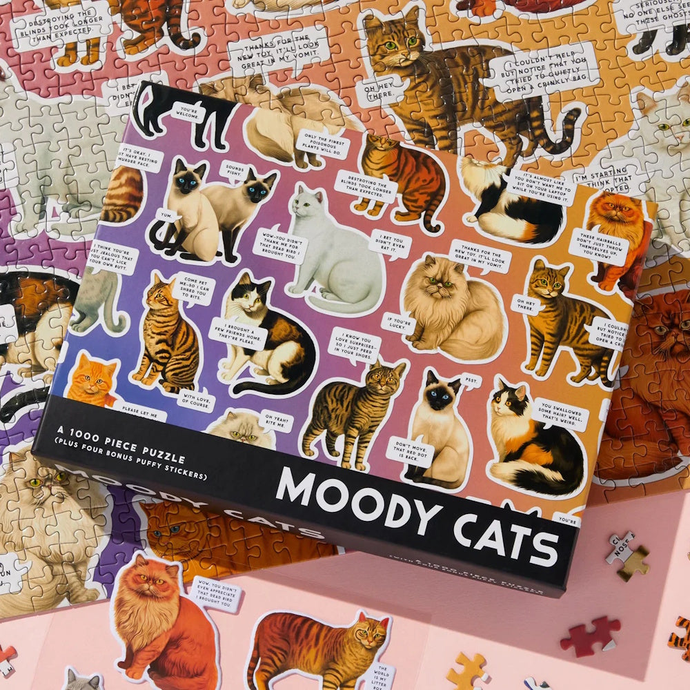 Brass Monkey 1000 Piece Puzzle - Moody Cats