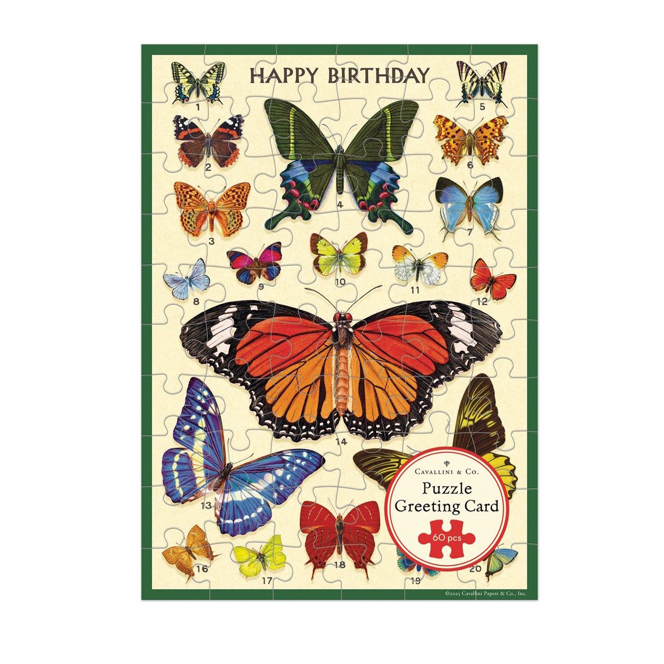 Cavallini Greeting Card Puzzle - Happy Birthday Butterflies
