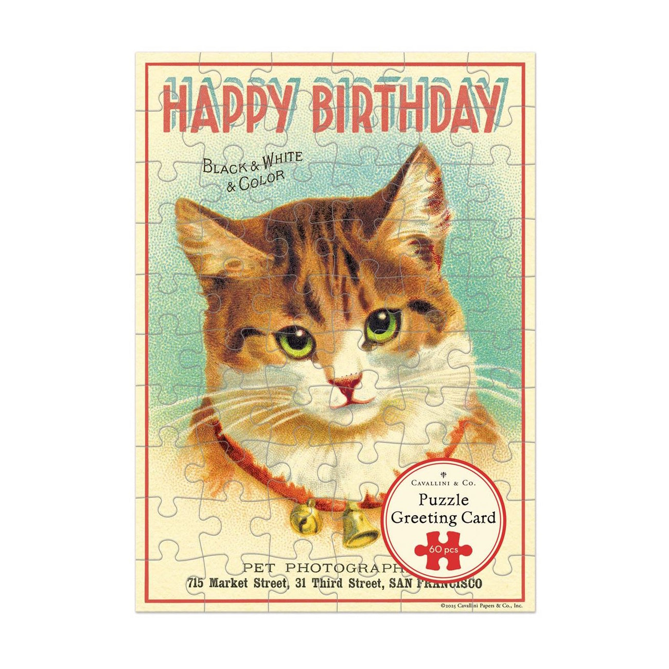 Cavallini Greeting Card Puzzle - Happy Birthday Cat