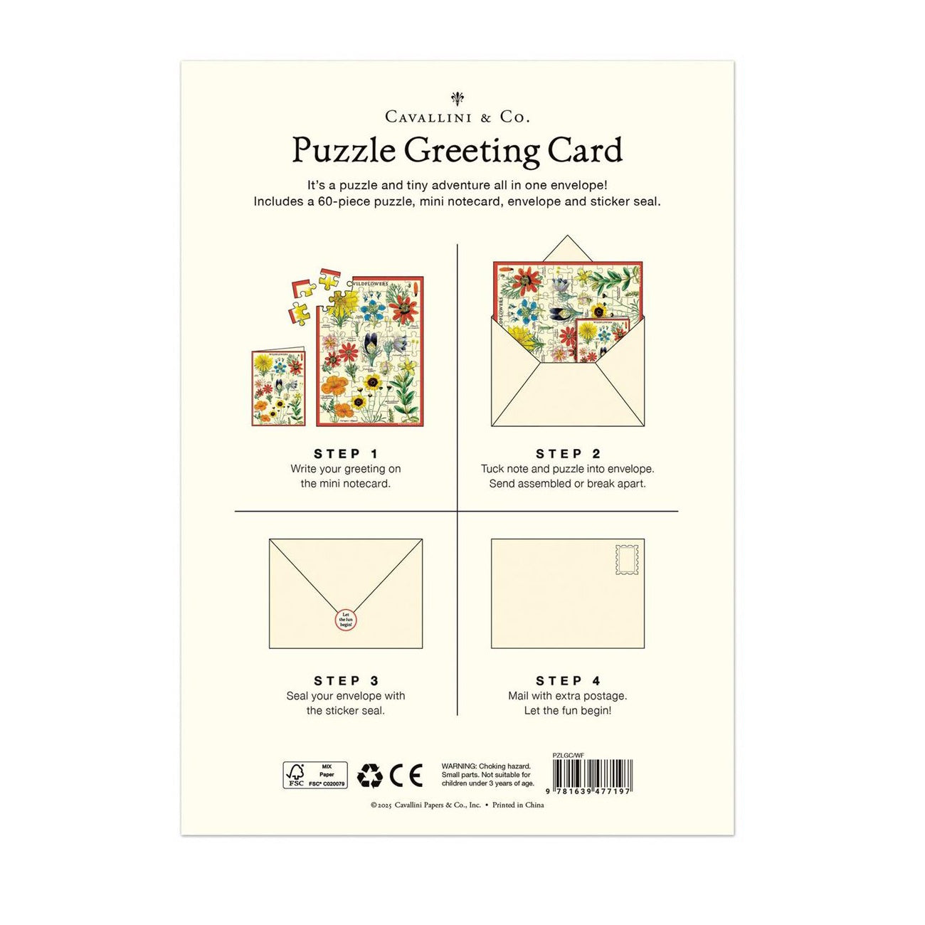 Cavallini Greeting Card Puzzle - Wildflowers