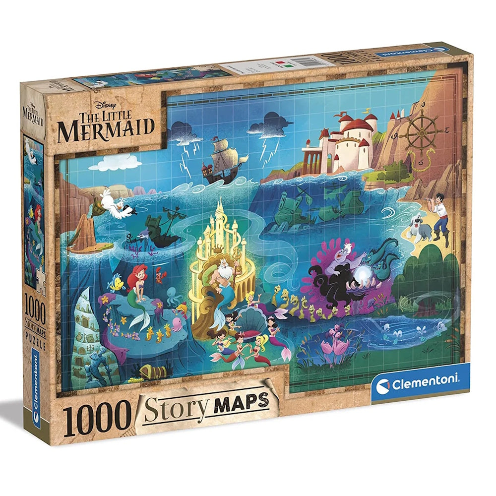 Clementoni 1000 Piece Jigsaw Puzzle - Disney Story Maps: The Little Mermaid