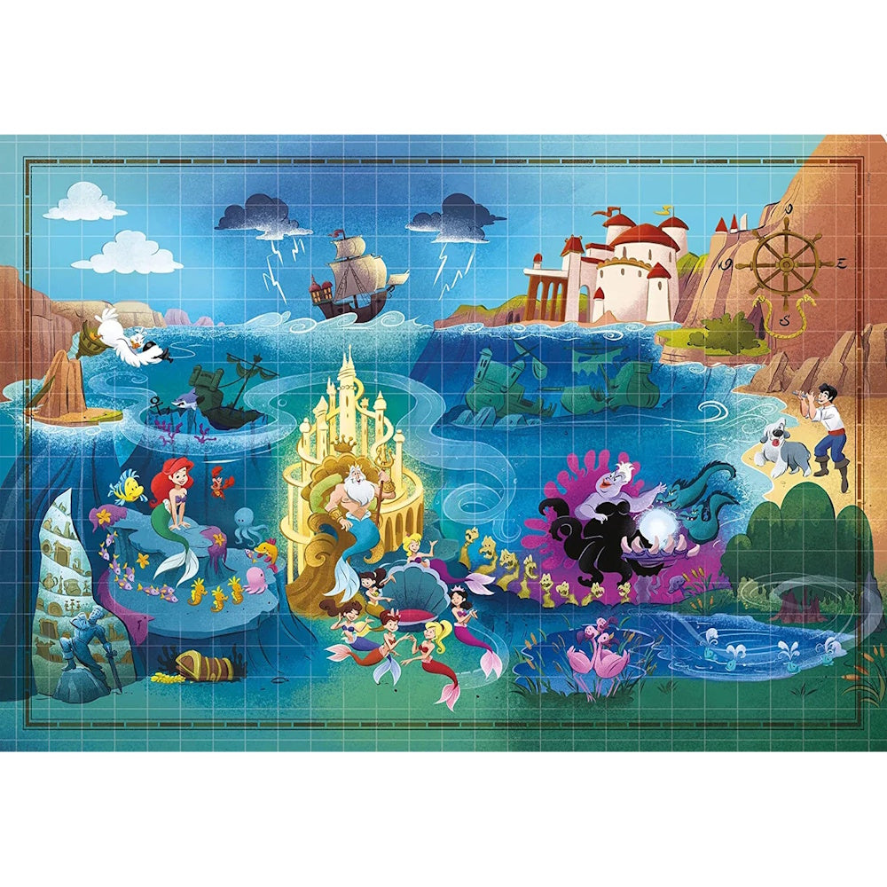Clementoni 1000 Piece Jigsaw Puzzle - Disney Story Maps: The Little Mermaid