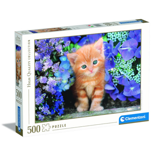 Clementoni 500 Piece Jigsaw Puzzle - Ginger Cat in Flowers