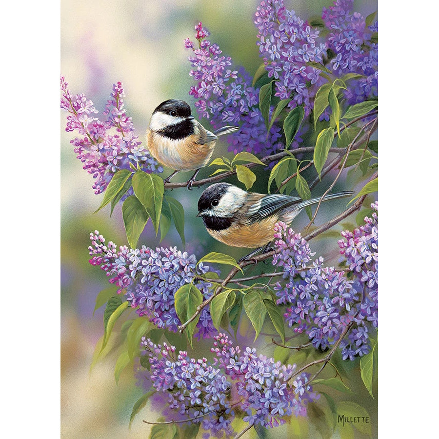 Cobble Hill 1000 Piece Puzzle - Chickadees and Lilacs