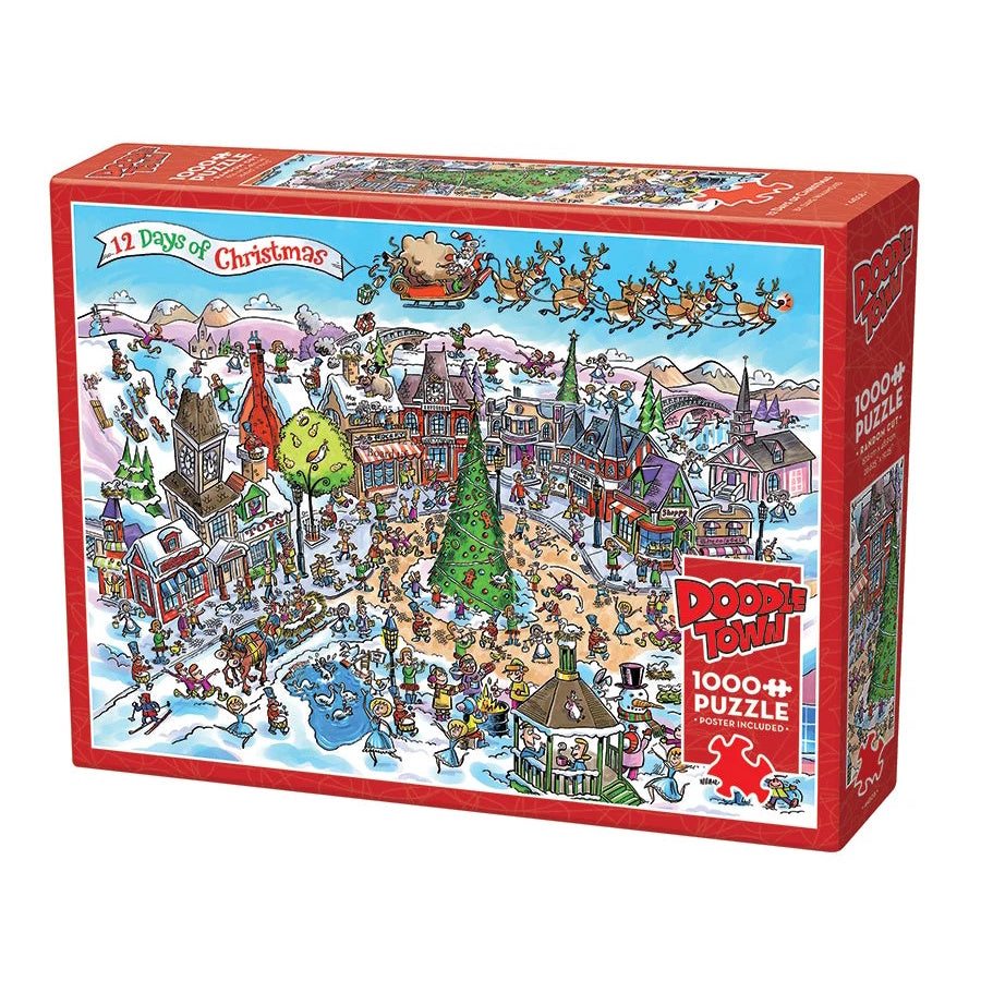 Cobble Hill 1000 Piece Puzzle - DoodleTown: 12 Days of Christmas