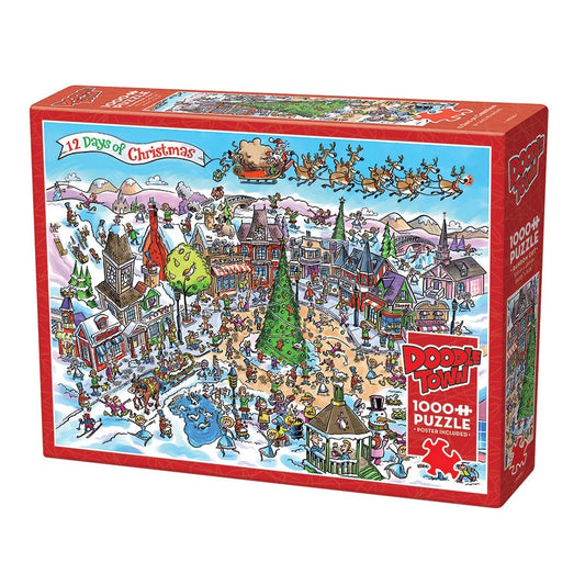 Cobble Hill 1000 Piece Puzzle - DoodleTown: 12 Days of Christmas
