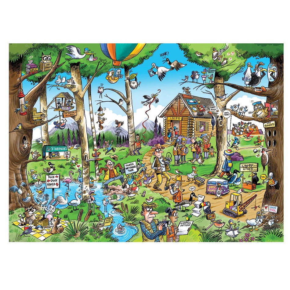 Cobble Hill 1000 Piece Puzzle - DoodleTown: Birdwatcher's Paradise