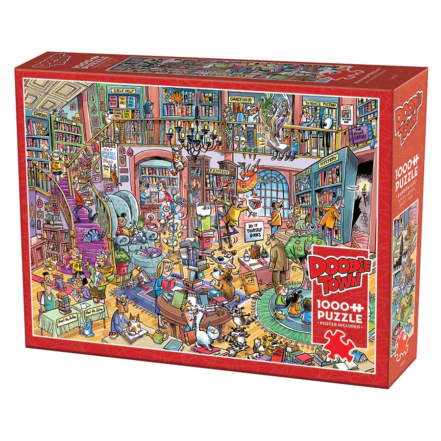 Cobble Hill 1000 Piece Puzzle - DoodleTown: Bookshop Bedlam