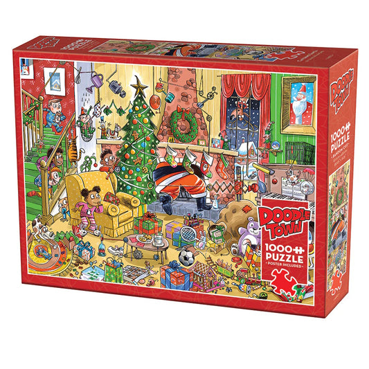 Cobble Hill 1000 Piece Puzzle - DoodleTown: Catching Santa