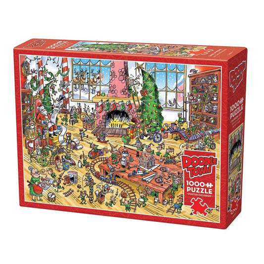 Cobble Hill 1000 Piece Puzzle - DoodleTown: Elves at Work