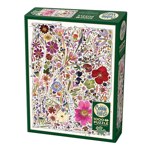 Cobble Hill 1000 Teile Puzzle – Blumenpresse Frühling – Echtes Blumenkunst-Motiv – Inkl. Poster – Ab 12 Jahren