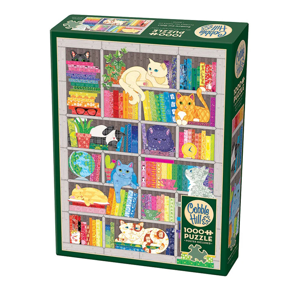 Cobble Hill 1000 Piece Puzzle - Rainbow Cat Quilt