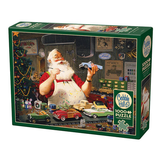 Cobble Hill 1000 Piece Puzzle - Santa Painting Cars