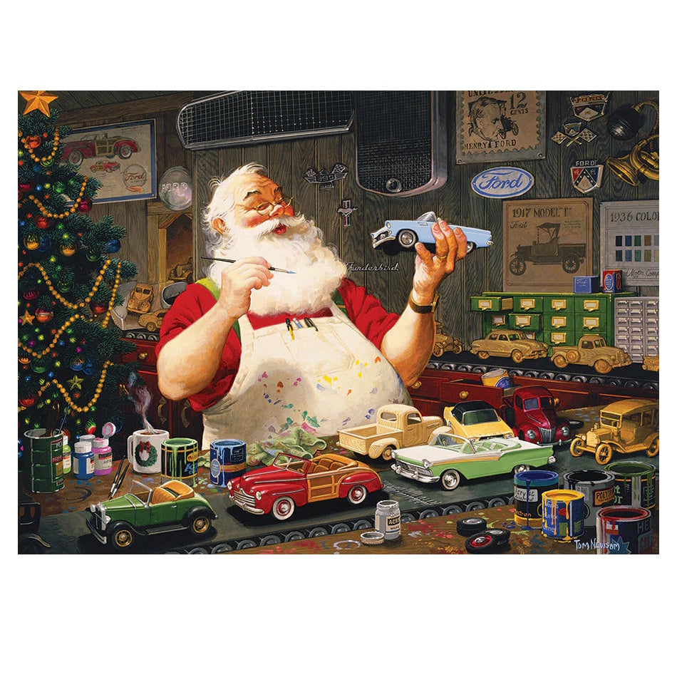 Cobble Hill 1000 Piece Puzzle - Santa Painting Cars