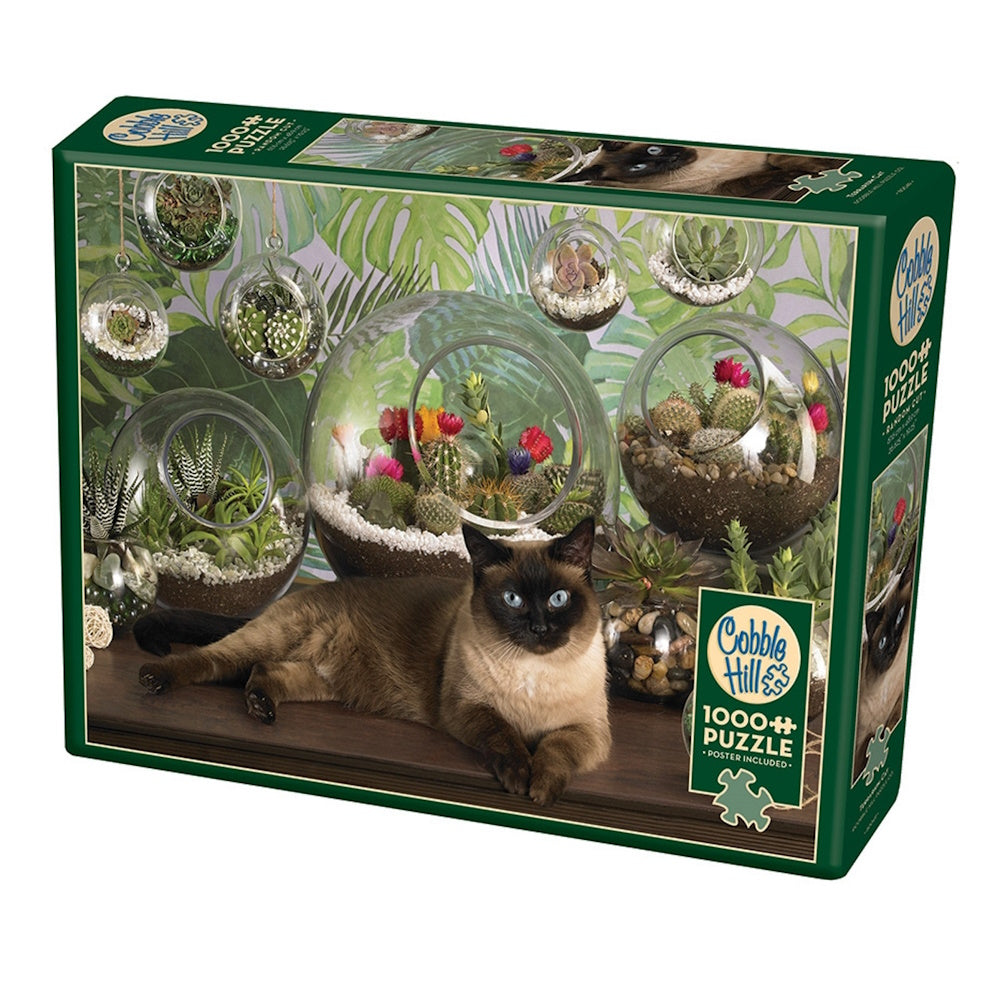 Cobble Hill 1000 Piece Puzzle - Terrarium Cat