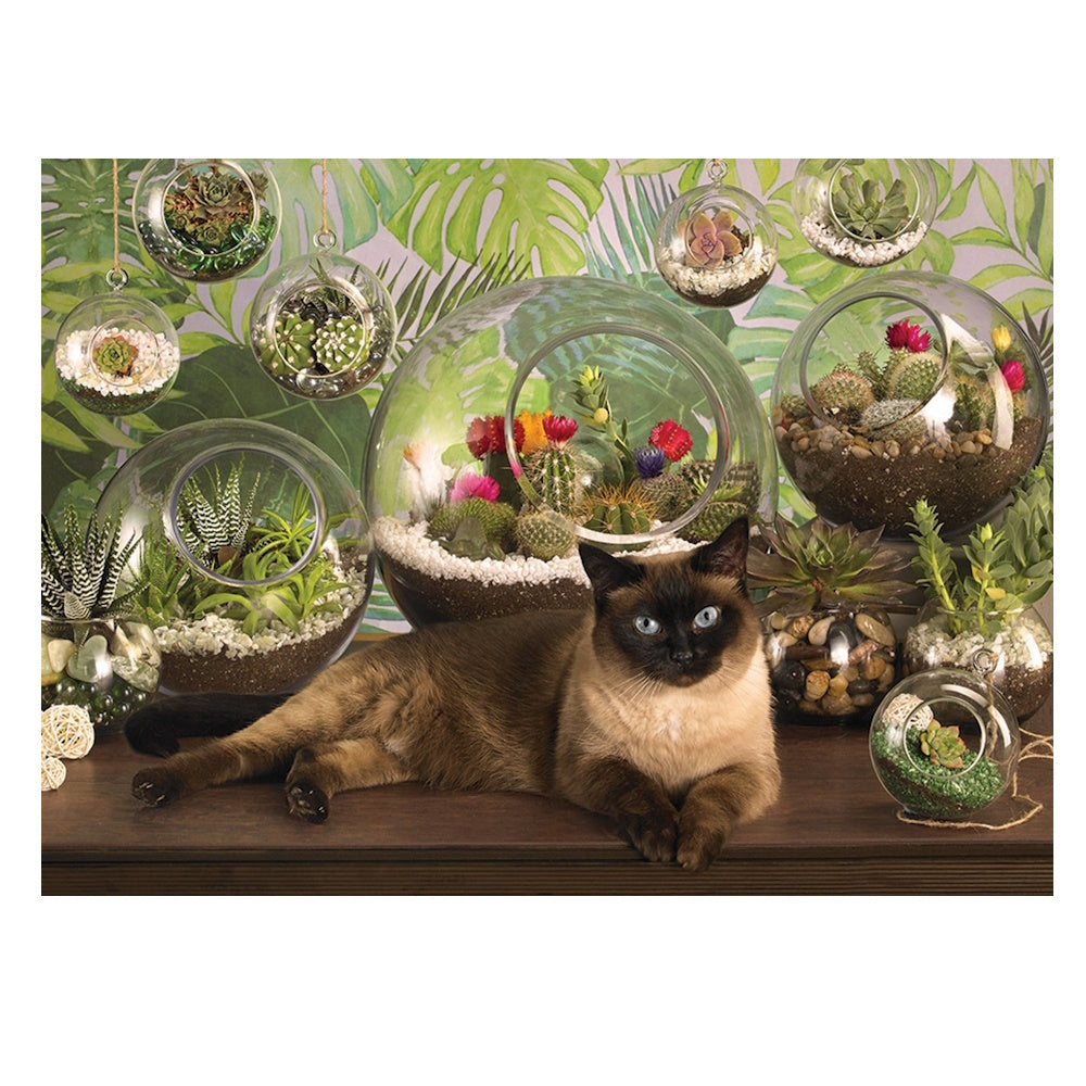 Cobble Hill 1000 Piece Puzzle - Terrarium Cat