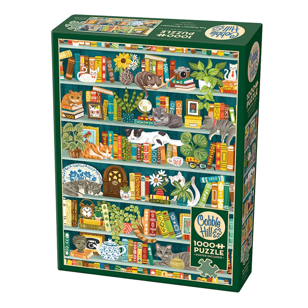 Cobble Hill 1000 Piece Puzzle - The Purrfect Bookshelf